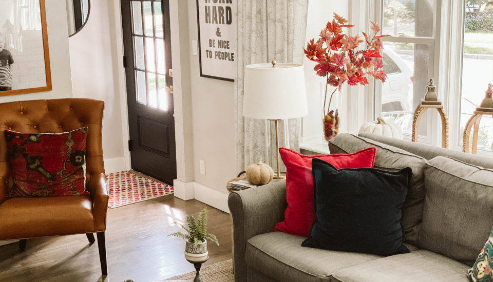 living room with fireplace