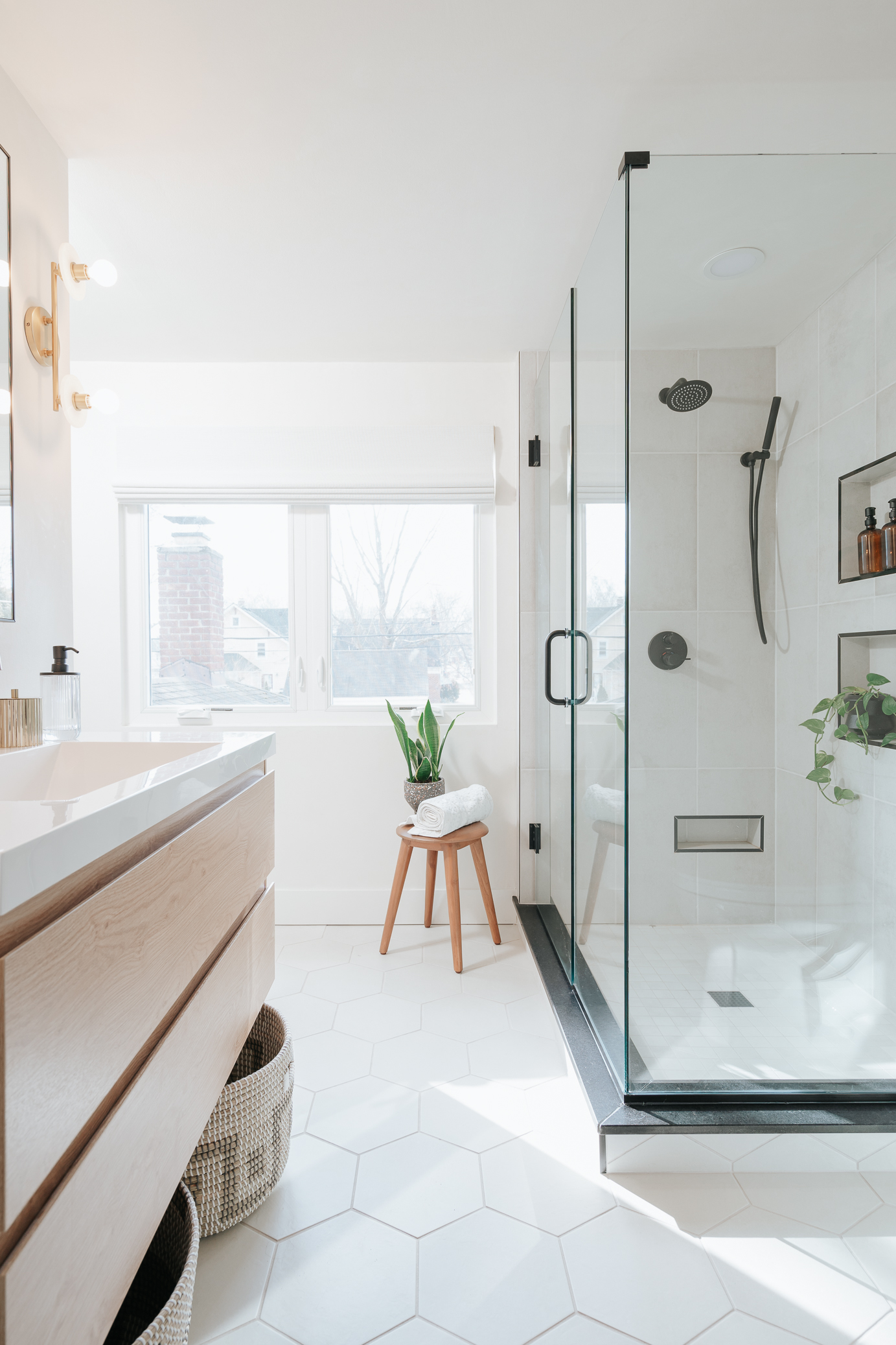 Image of a light and bright small bathroom remodel